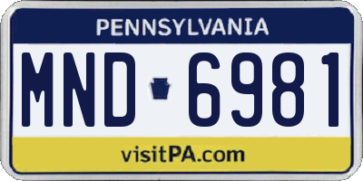 PA license plate MND6981