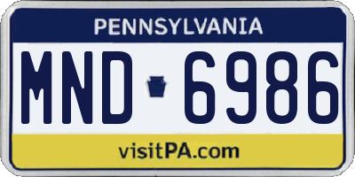 PA license plate MND6986