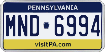 PA license plate MND6994