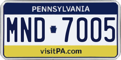 PA license plate MND7005