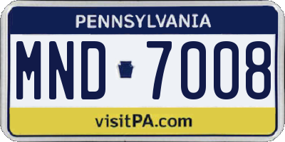 PA license plate MND7008
