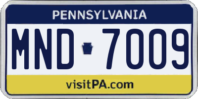 PA license plate MND7009