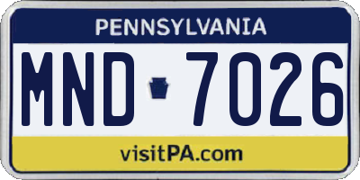 PA license plate MND7026