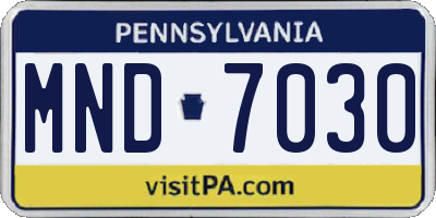 PA license plate MND7030