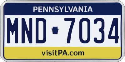 PA license plate MND7034