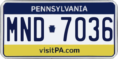 PA license plate MND7036