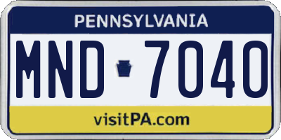 PA license plate MND7040