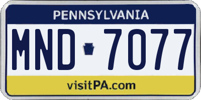 PA license plate MND7077