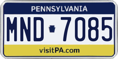 PA license plate MND7085