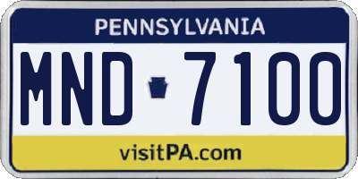 PA license plate MND7100