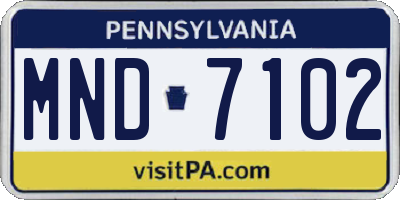 PA license plate MND7102