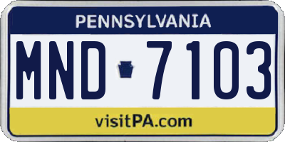 PA license plate MND7103