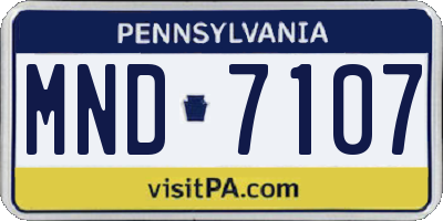 PA license plate MND7107