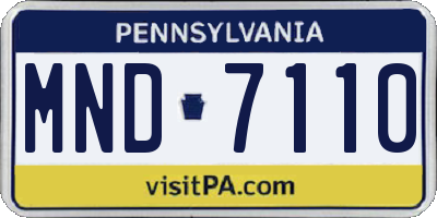 PA license plate MND7110