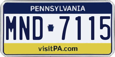 PA license plate MND7115