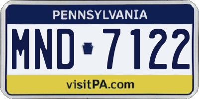 PA license plate MND7122