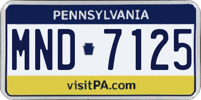 PA license plate MND7125