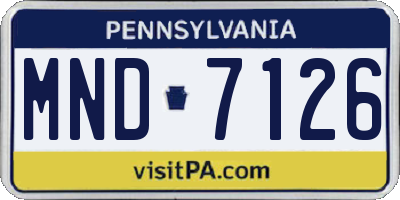 PA license plate MND7126