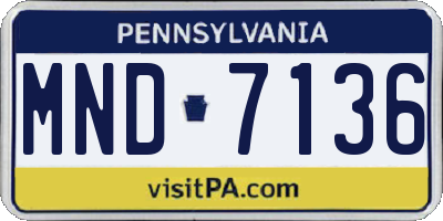 PA license plate MND7136