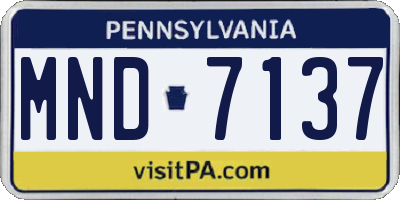 PA license plate MND7137