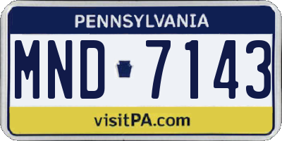 PA license plate MND7143