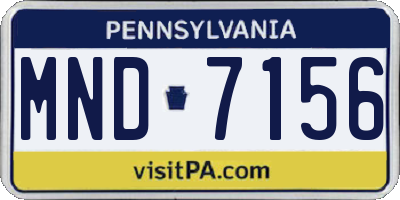 PA license plate MND7156
