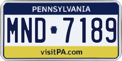 PA license plate MND7189