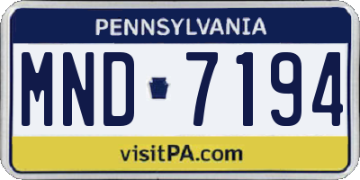 PA license plate MND7194