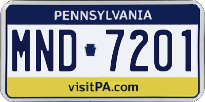 PA license plate MND7201