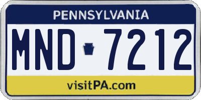 PA license plate MND7212