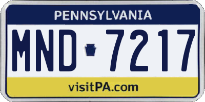 PA license plate MND7217