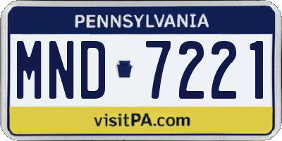 PA license plate MND7221