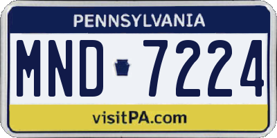 PA license plate MND7224
