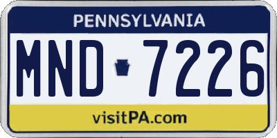 PA license plate MND7226