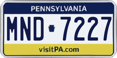 PA license plate MND7227