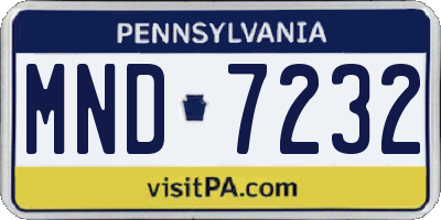 PA license plate MND7232
