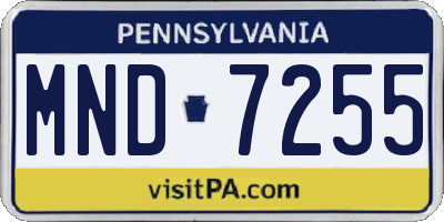 PA license plate MND7255
