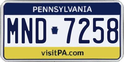 PA license plate MND7258