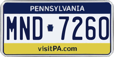 PA license plate MND7260