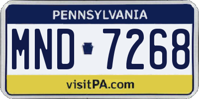 PA license plate MND7268