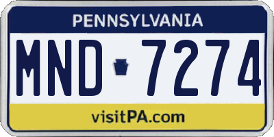 PA license plate MND7274