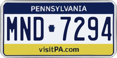 PA license plate MND7294