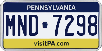 PA license plate MND7298