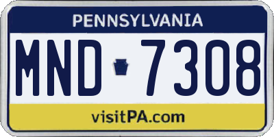 PA license plate MND7308