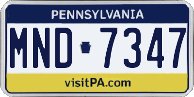 PA license plate MND7347