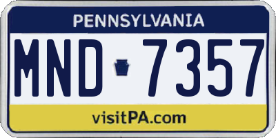 PA license plate MND7357
