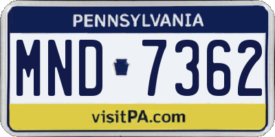 PA license plate MND7362