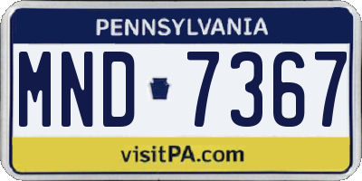 PA license plate MND7367