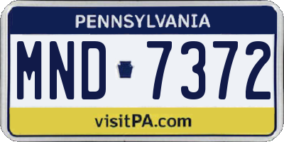 PA license plate MND7372