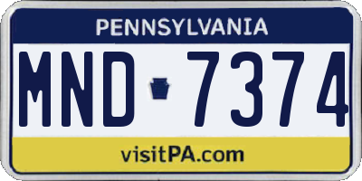 PA license plate MND7374